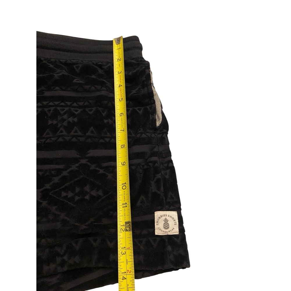 Chubbies Mens Medium Lounge Shorts Black Velour Geometric Aztec 5.5 Inseam - Picture 5 of 8